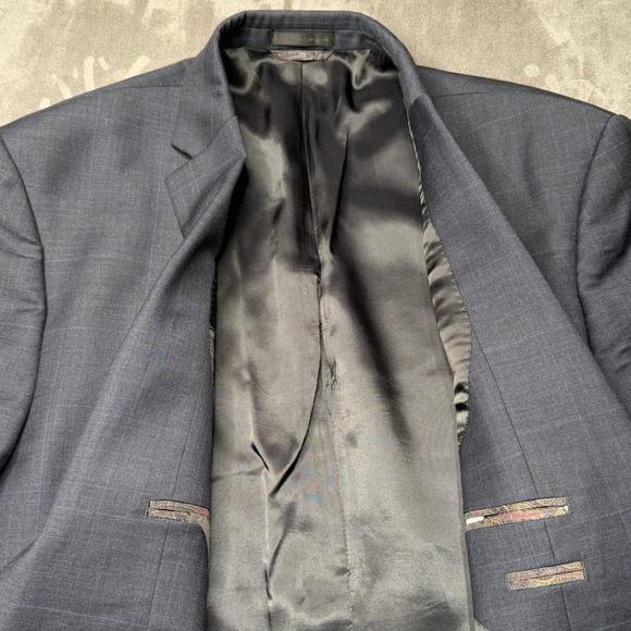 Lauren Ralph Lauren Mens Suit 48L Blazer Navy Blue Windowpane Wool 38x34 Pants - Picture 4 of 16